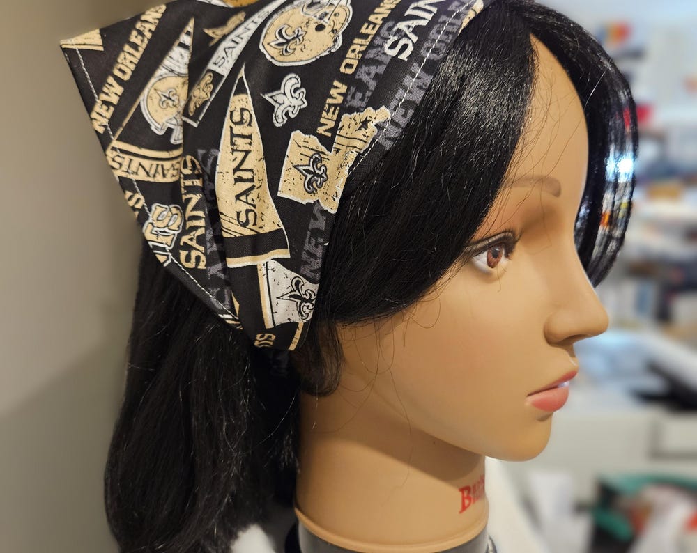 Triangle Scarf | Headband Elastic | Cotton Satin | Football | Favorite Team | Hair Bandana